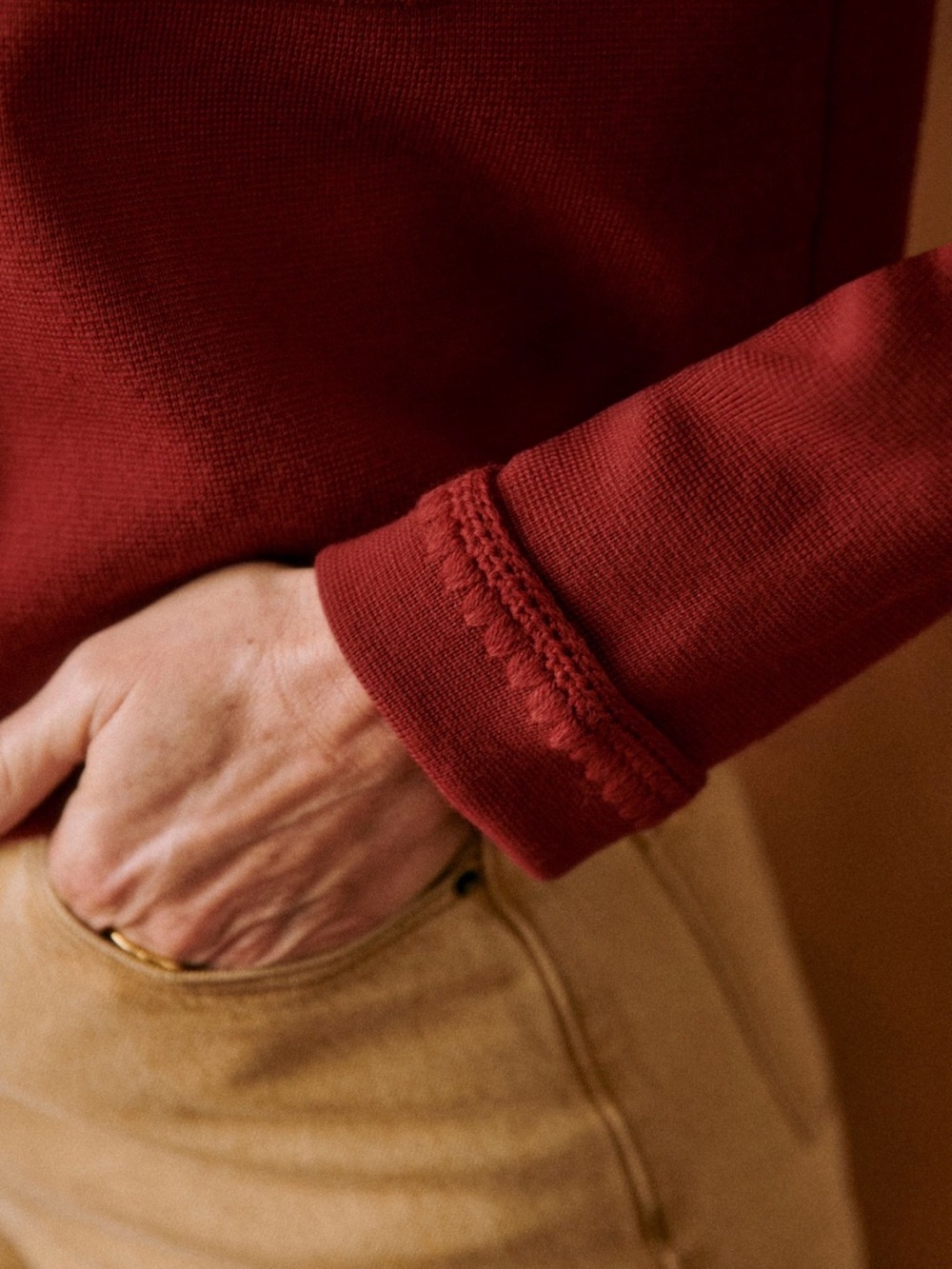 Sezane Terracotta Red Knit Cropped Betty Cardigan Jacket - Picture 4 of 8